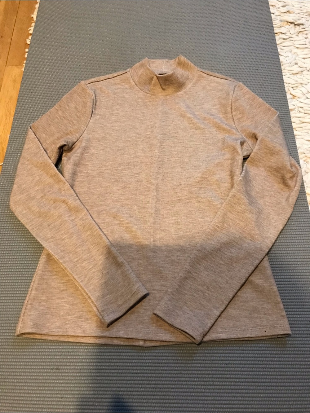 Women's Long Sleeve Mock Neck Top in Light Tan